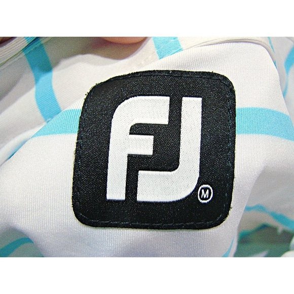 FootJoy FJ Mens Striped Golf Polo Shirt Royal Regina Golf Club White & Blue Sz L - Picture 3 of 10